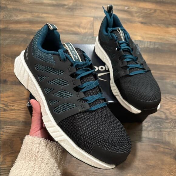 Reebok Work Fusion Flexweave Comp Toe Sneakers Black Teal Women's 12 M New - Picture 7 of 7